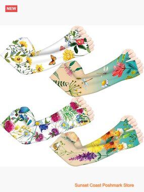Floral Pattern UV Protection Gardening Arm Sleeves Lightweight